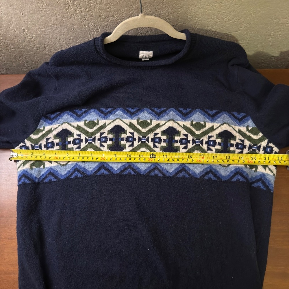 GAP Women's Fair Isle Crew Neck Sweater Blue Multicolor Size L
